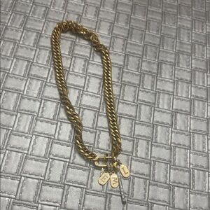 Chunky Gold Curb Chain Charm Necklace Statement Initial Pendant